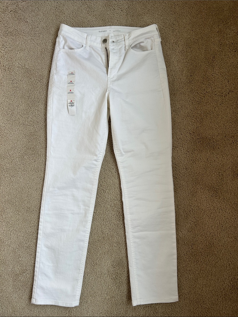 Old Navy white high rise wow straight jeans, 8